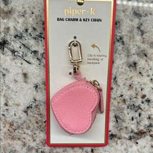 Piper K Pink Heart Bag Charm and Key Chain